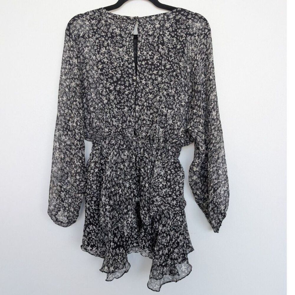 Loveshackfancy Silk Star Pattern Long Sleeve Semi… - image 2